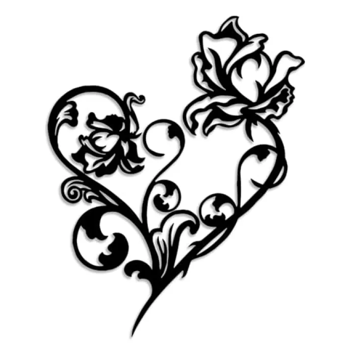 LIYOUYA Flower Love Heart Metal Wall Decor - Emotional Art Room Decor Black Wall Art Home Decor for Living Room, Bathroom, Bedroom, Dining Room (Black)