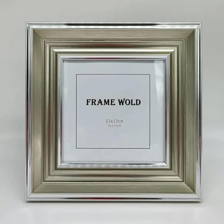 5x5 Inch Square Picture Frame Silver- Real Glass Front,MDF Frame, with Stand & Hook, Velvet Backing, Gift Ready Packaging.DisplayPhotos 4.7x4.7 inch.