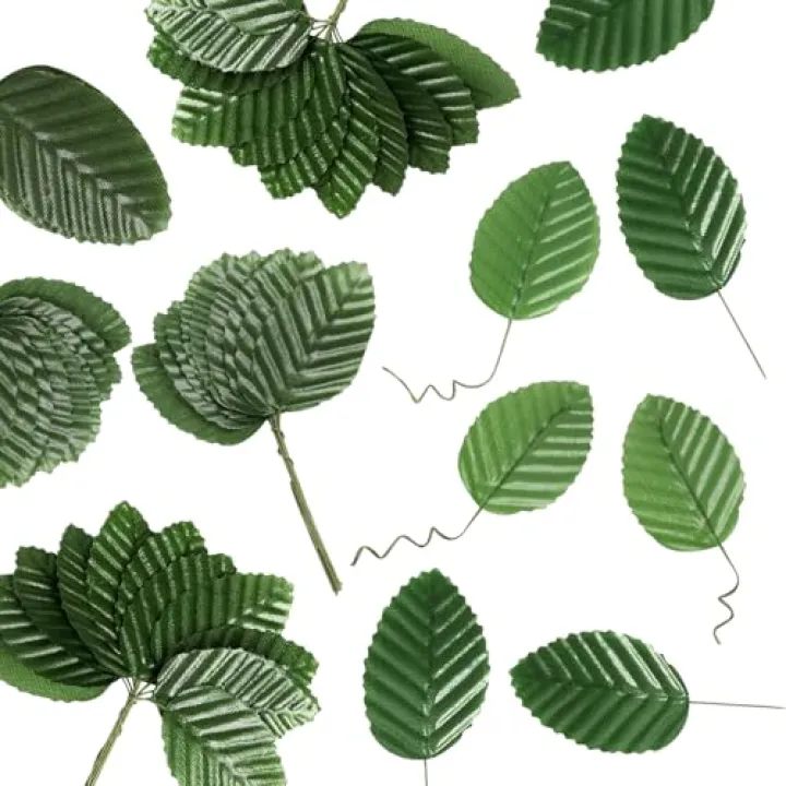 SBYURE Artificial Leaves,240 PCS Faux Wired Single Leaves Artificial Silk Green Leaves Fake Rose Wire Leaves for Crafts DIY Wreaths Home Decorative Bouquet Wreaths Wedding Decor Christmas Decorations