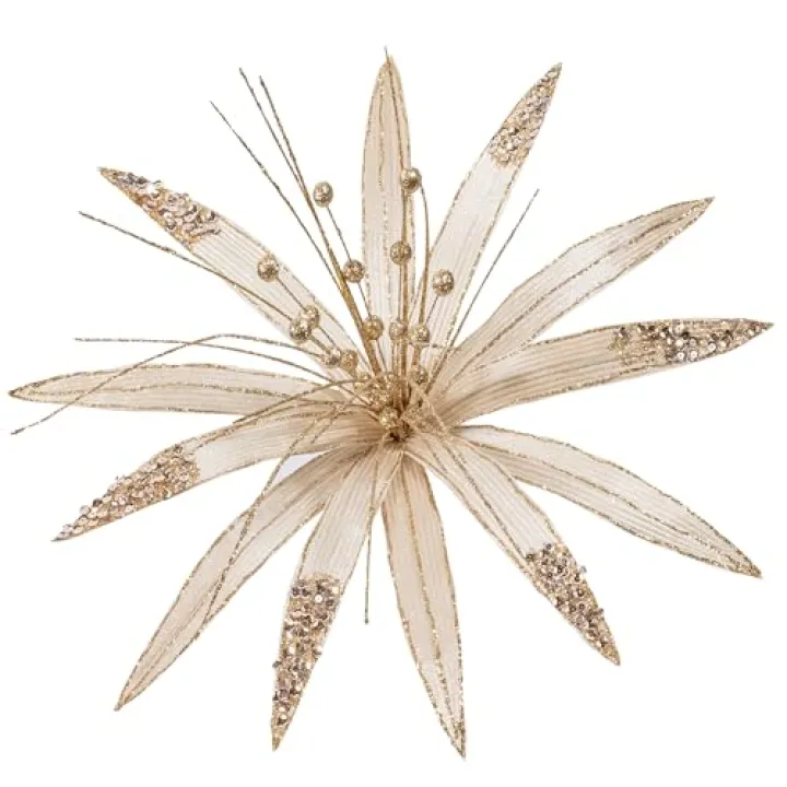 KI Store Oversized Christmas Poinsettia Flowers Beige 19-Inch Set of 3 Floral Picks for Christmas Tree Wreath Garland Decorations