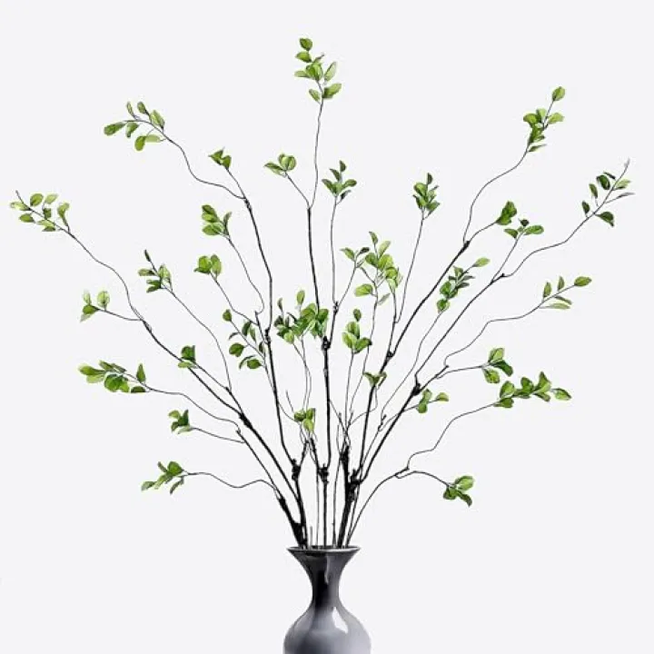 aunosit 4 Pcs Artificial Ficus Branches Faux Eucalyptus Stems, 47.2 Inch Fake Greenery Stems Realistic Touch Faux Branches for Vase for Office Home Wedding Vase Filler Decoration