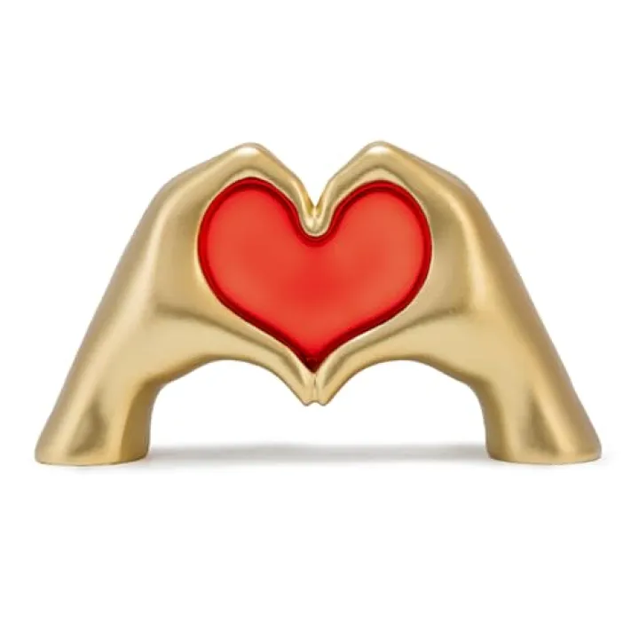 Heart Hand Sculpture with Light, Love Heart Statue Gold Aesthetics Decor for Living Room Bedroom Shelf Coffee Table Dining Table Centerpiece, Birthday Valentine Memorial Gift for Women Mom Girls