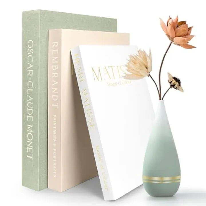 Subeauty Decorative Books for Home Decor- 3Pcs Linen Decorative Boxes for Aesthetic Room Decoration, Modern Fake Book Storage Boxes for Coffee Table, Bookshelf or Mantle Decor, Sage