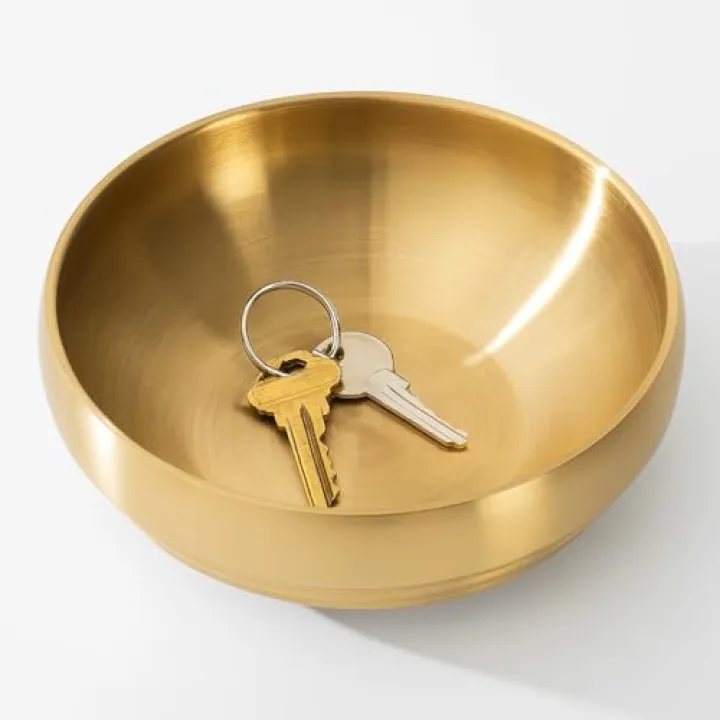 ZYNVORA Gold Key Bowl, 7.4 Inch Key Bowls for Entryway Table, Modern and Simple Bowl Decorative Purse Bowls, Frosted Finish gold decorative bowls catch all bowlss