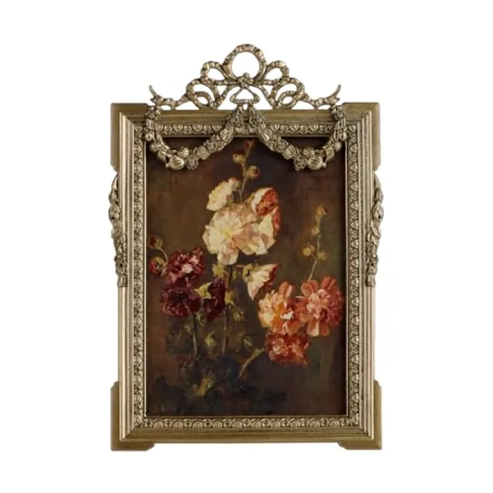 NIKKY HOME Vintage Picture Frame 5x7, Retro Gold Photo Frames, Metal Decorative Picture Frame with Stand and Glass Front for Tabletop Display Home Decor Gift