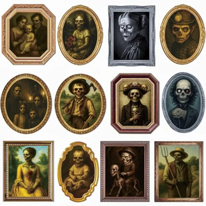 Halloween Decorations 3D Changing Face Scary Pictures - Moving Portrait Horror Pictures Frames for Halloween Party Haunted Mansion House Decoration - 12 Pack