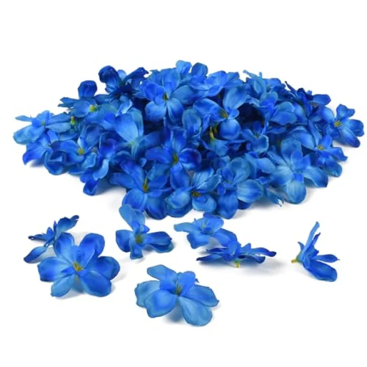 HOKPA 60 Pcs Artificial Orchid Flower Heads, Fake Orchid Blooms Heads for Wedding Cake Centerpieces Decor Bouquet Making DIY Crafts Bridal Shower Photography Props, Blue