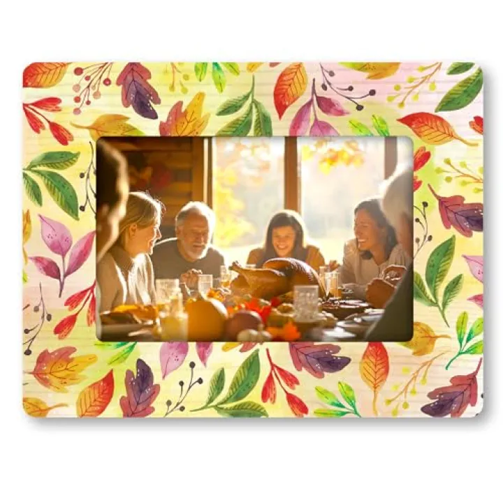 Mr & Mrs Photo Frame, 4x6 Boho Flower Wedding Picture Frames for Tabletop Display Photo Insert, Memory Gift For Couples Newlyweds, Our Happily Ever After Wooden Frames for Tabletop, Horizontal - A04