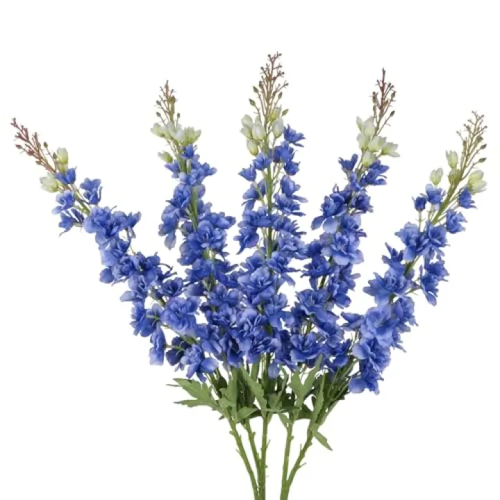 IPOPU 40" Delphinium Artificial Flowers 5PCS Faux Delphinium Larkspur Silk Flowers Long Stem Artificial Flowers for Home Wedding Floral Arrangement Centerpiece Decor(Royal Blue)