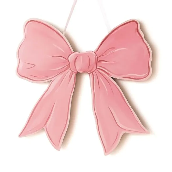 Pink Bow Wooden Wall Sign - Cute Girly Decor for Girls Room Dorm and Door - Preppy Bowknot Hanging Plaque for College Nursery or Porch