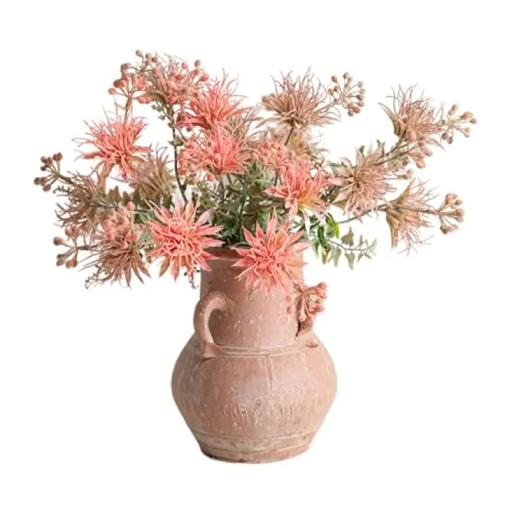 SEICASAYA Rustic Terra-Cotta Vase – Handcrafted Aged Finish, 10" Tall, Durable Indoor/Outdoor Planter & Decor (Khaki)