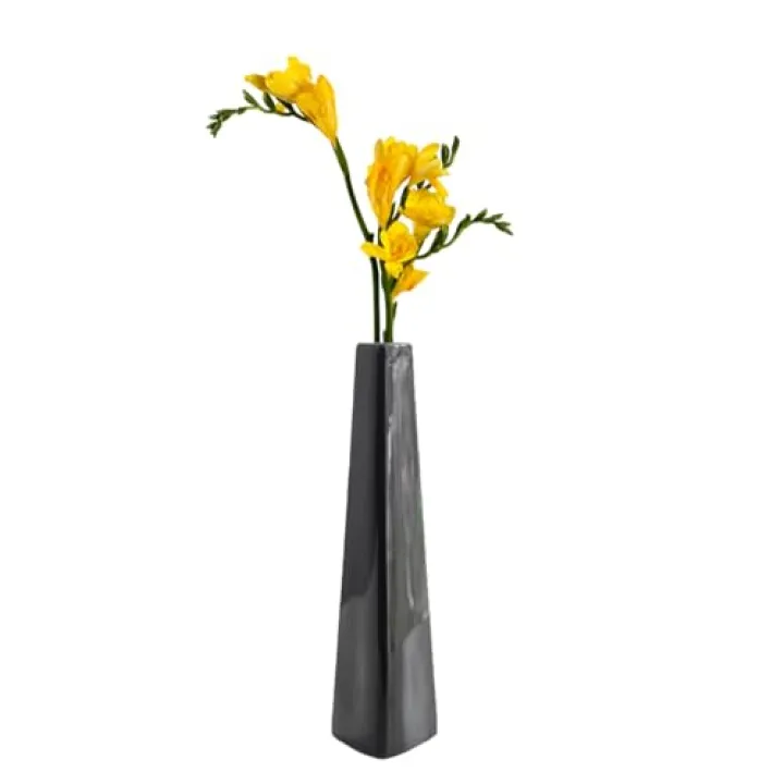 Small Black Ceramic Bud Vase Single Stem Flower Vase Modern Square Home Decor Wedding Centerpiece Office Desk Floral Arrangement