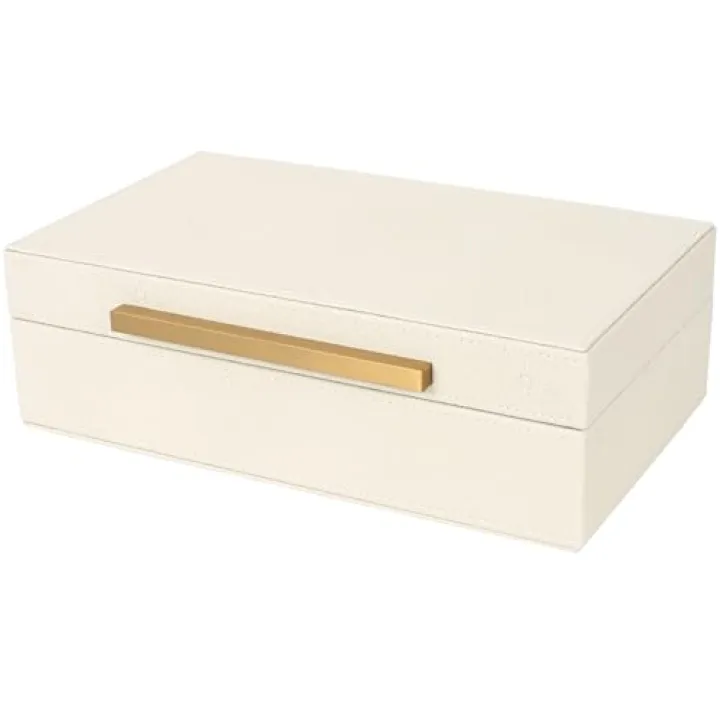 XIGEXIGE Beige Shagreen box Faux Leather Decorative Boxes,Keepsake And Memory Storage Decorative Boxes with Lids for Modern Home Decor Jewelry Box Organizer