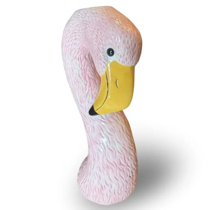 Ceramic Flamingo Vase Medium- PeachiiPitt 10.5” Light Pastel Pink Vase – Ceramic Flamingo Decor, Glossy Bird Accent Piece for Flowers, Unique Home Decor Accent, Playful Maximalist Room Decor