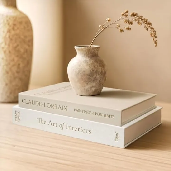 Vine Creations Decorative Books - Set of 2 Linen Hardcover Boxes with Storage - Aesthetic Fake Books for Decoration for Home, Shelf, Bookshelf Decor, Coffee Table Decor, as Storage or Keepsake Box