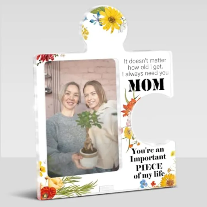 MQCLYSG Mom Gifts from Daughter Son Puzzle Picture Frame Thank You Mom Gift for Birthday Christmas Mothers Day,Display 4x6 Photo