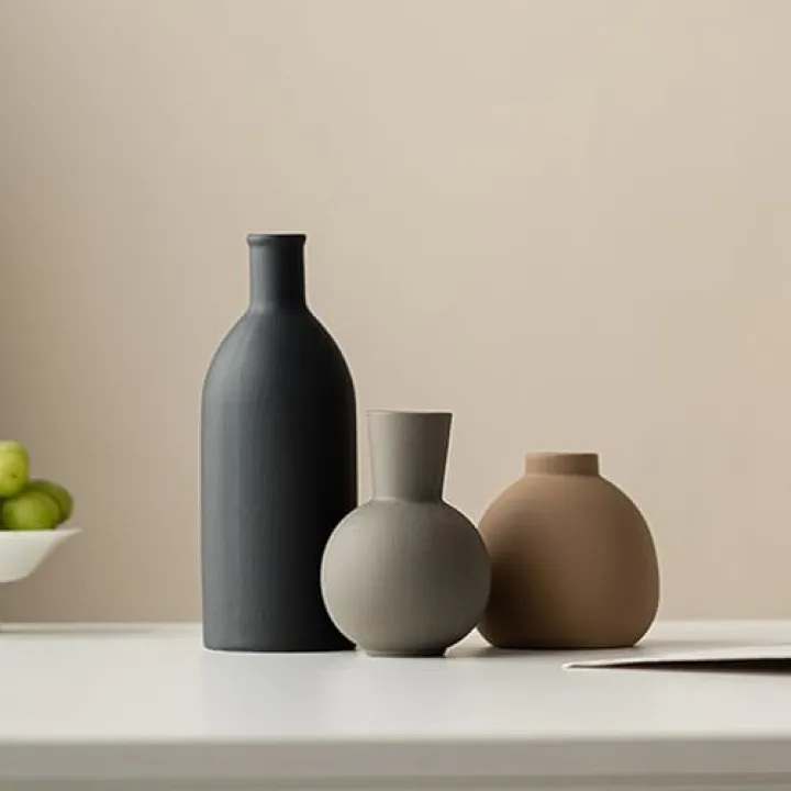 Ceramic Vase Set of 3 Rustic Vases Farmhouse Decor Pottery Vases for Bouquet Pampas Grass Dried Fresh Flowers Living Room, Kitchen, Bedroom Decor