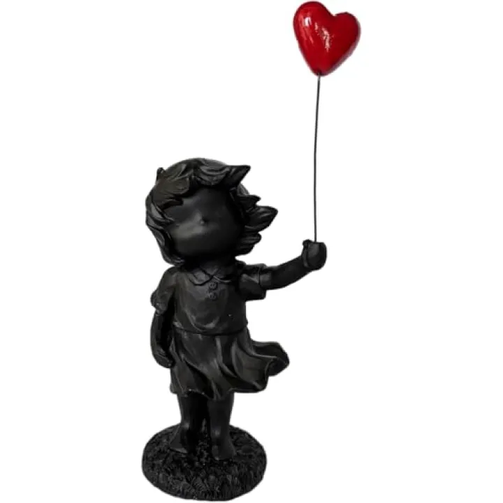 Yahu Lando Banksy Street Graffiti Art Statue,Love Balloon Girl Room Decor,Resin Ornaments,Living Room Dining Desk Decorations,Bookshelf Decorative Objects(Black)