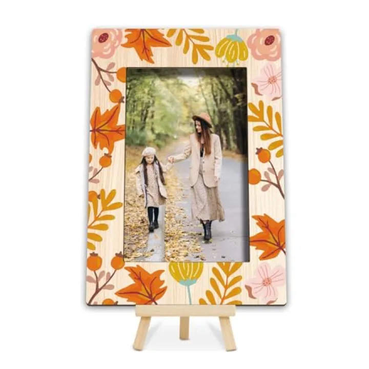 CWIOQPYI Fall Picture Frames 4×6, Fall Orange Wooden Photo Frames for Home Desk Decor, Thanksgiving Gifts for Coworkers Friends Family - A07