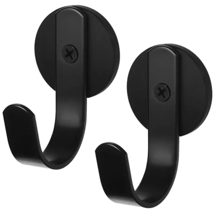 HOMEBROS Magnetic Wreath Hanger, Magnet Wreath Hooks with Rubber Coated for Fridge Metal Front Door, Black, 2 Pcs