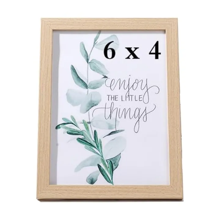 BovcTrraann 6“ Picture Frame Real Glass Natural Woodgrain 1Pcs, Display Pictures 4x6 Without Mat, Photo Frame for Wall Hanging or Tabletop Standing（Natural）