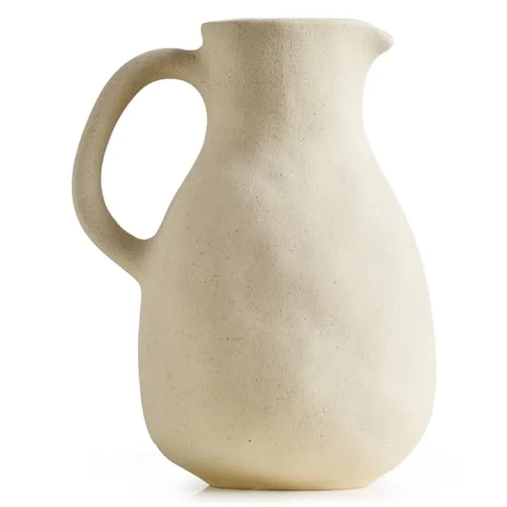 AWNR Small White Ceramics Flower Vase, Rustic Farmhouse Decor Aesthetic for Bedroom, Kitchen, Dining Room, Restroom, Entryway, Fireplace, Bathroom Counter, TV Stand