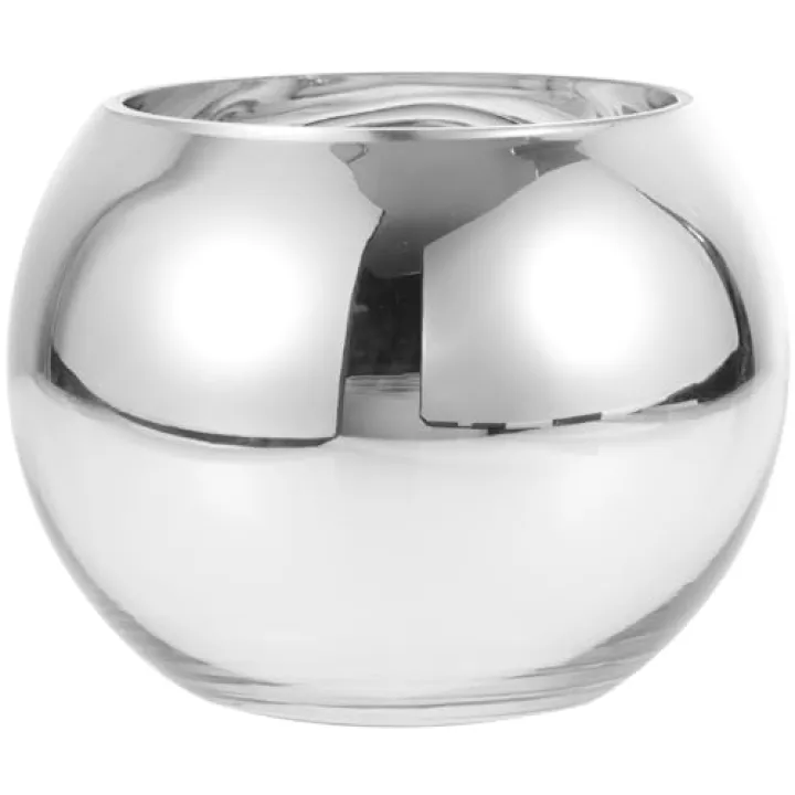 DECHOUS Silver Round Flower Vase Modern Vase Centerpieces for Desktop Floral Arrangement Decorative Flower Holder for Living Room Bedroom Kitchen, 6 Inch