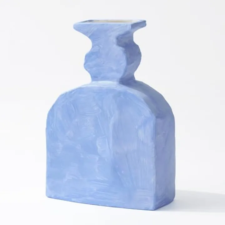 FOLKOR LIFE Small Blue Vase for Home Décor Accents, Hand-Painted Ceramic Vase for Flowers, Decorative Vase for Dining Table Centerpiece, Fireplace, Living Room, Country Home Decor