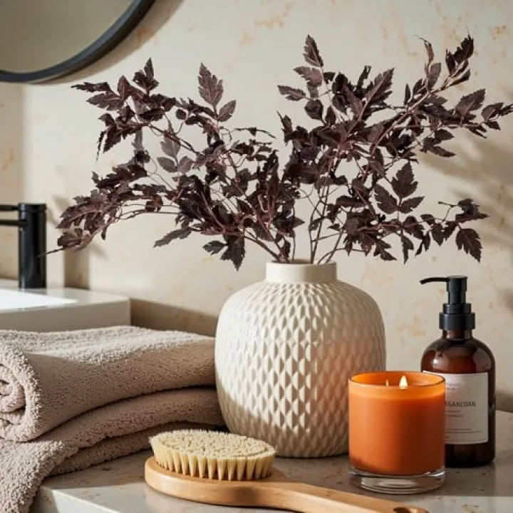 Ttranewsoo Artificial Cimicifuga Plant Leaf Fake Plants 4PCS Fall Stems for Vases 23.6In Fake Leaves Silk Plants for Fall Decorations for Home Dining Table, Wedding, Fireplace Decor No vase