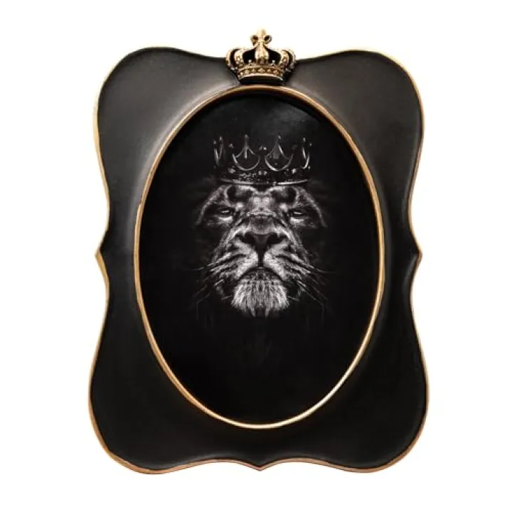 YULINKLIN 5x7 Vintage Oval Picture Frame, Antique Black Ornate Crown Frame with Glass Front, Distressed Retro Design for Tabletop & Wall Hanging, Home Decor Gift Photo Gallery Art