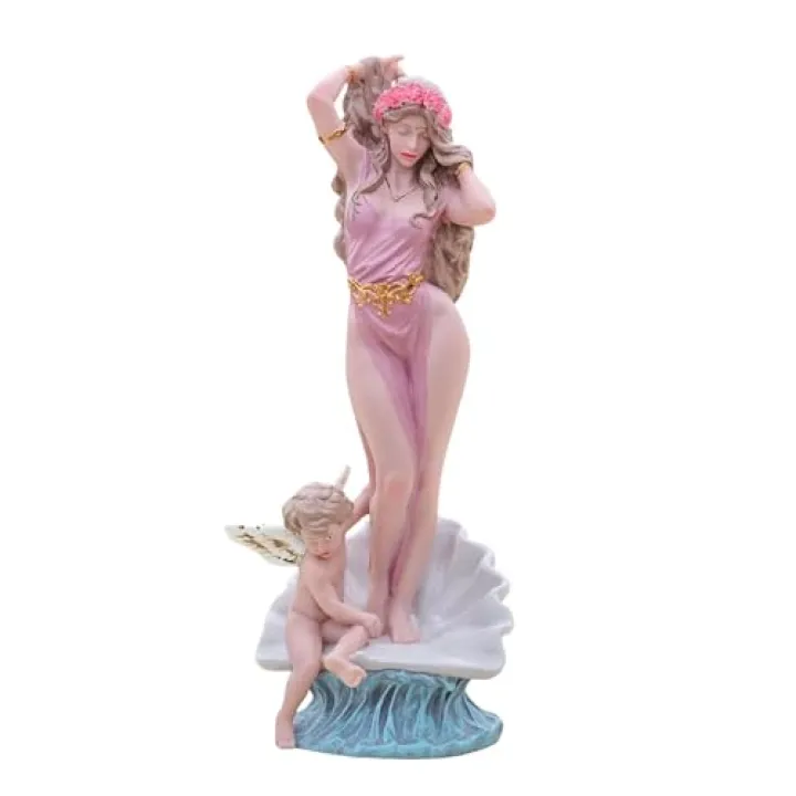 SAIONJI Aphrodite Statue 9 Inch – Greek Goddess Venus with Cupid Figurine, Classical Mythology Decorative Sculpture for Home, Office, or Gift