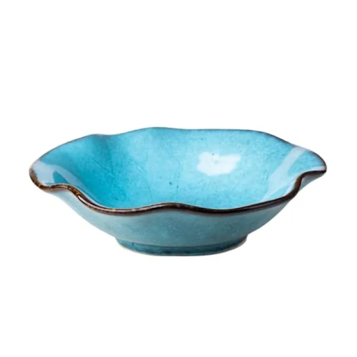 SYXUPUMI 8" Fruit Bowl for Kitchen Counter Decor,Lotus Leaf Shape Ceramic Decorative Bowl,Key Bowl for Entryway Table Modern Home Decor