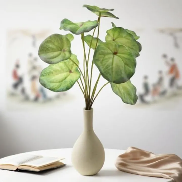 Abyjifar Fake Green Plants with Ceramic Vase, Artificial Pilea Plants Faux Greenery Indoor for Office Desk Bedroom Livingroom Bathroom Shelf Window Table Home House Decor (Yellow Green)