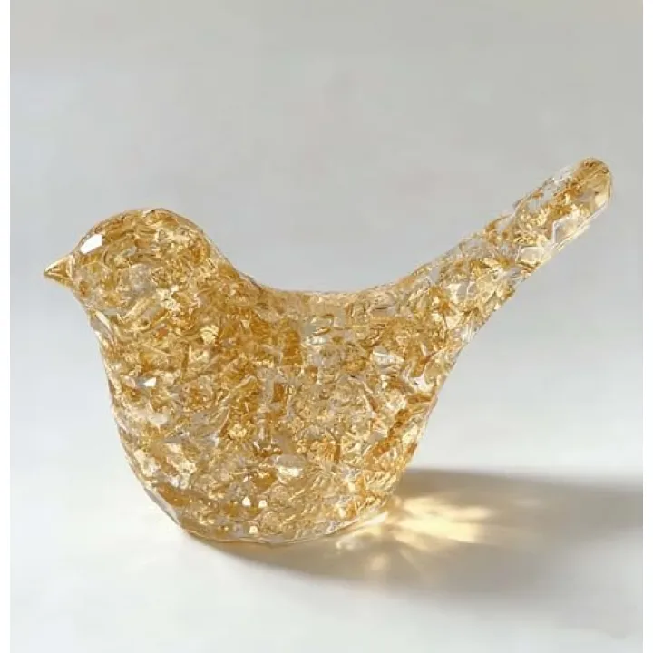 JWT Astyle Goldfoil Glitter Bird Figurines Staue Home Decor Accents,Hammered Sculpture Gifts for Bird Lovers,Knick Knacks for Shelves Bookshelf Office
