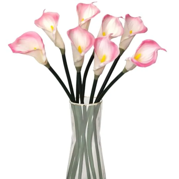 Kainonnan 8 Pcs Calla Lily Artificial Flowers 26 Inch Lilies Flowers Floral Bouquet for Home Table Party Wedding Decor (Light Pink)