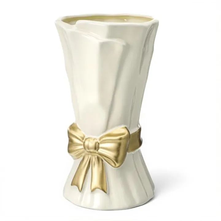 Ceramic Bow Vase White Flower Vase for Home Decor White Ceramic Vases for Boho Style Cute Modern Bouquet Flower Vases 9.2 Inch Large Vasefor Shelf Decor Table Living Room Wedding Farmhouse Office