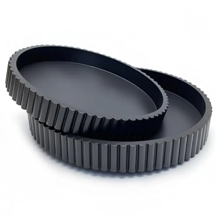 Modern Table Round Decorative Trays 2pcs Home Decor - Circle Coffee Table Centerpiece Set 12"/10" - Wooden Black Ottoman Tray with Fluted Edge