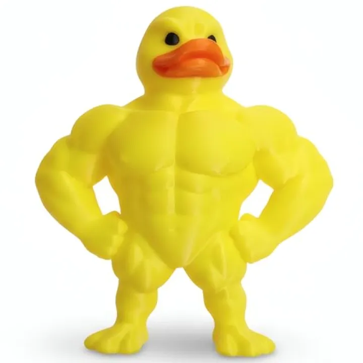 3D Printed Muscle Duck Figurine, Funny Desk Decor Collectible Statue, Muscular Duck Desktop Figurine, Gifts for Gym People, Gym Decor for Men, Bodybuilder Duck Collectible Desktop Sculpture (Medium)