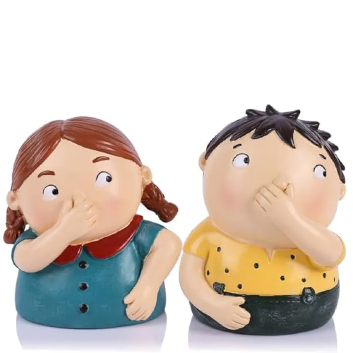 Funny Holding Nose Figurines – Quirky Boy & Girl Resin Sculpture for Funny Bathroom Decor, Boys Restroom Decor, Kids Washroom Decoration, Cute Toilet Figurines for Shelf, Whimsical Home Accent