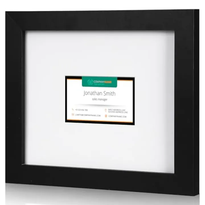 Fiwochic Business Card Display Frame Black Picture Frames White Mat, MDF Frame, Easel and Installed Wall Hanger