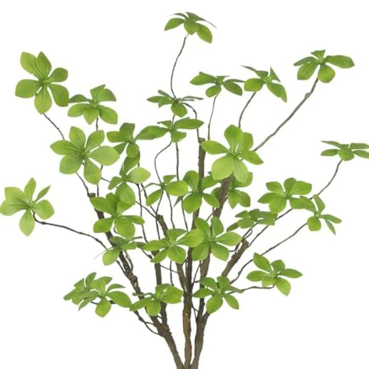 CISDUEO 3 Pcs Artificial Green Leaves Stem Plants Faux Floral Stems Fake Leaves Silk Artificial Greenery Branches with Long Stem for Vases Farmhouse Centerpiece Home Office Party Wedding Shop Decor