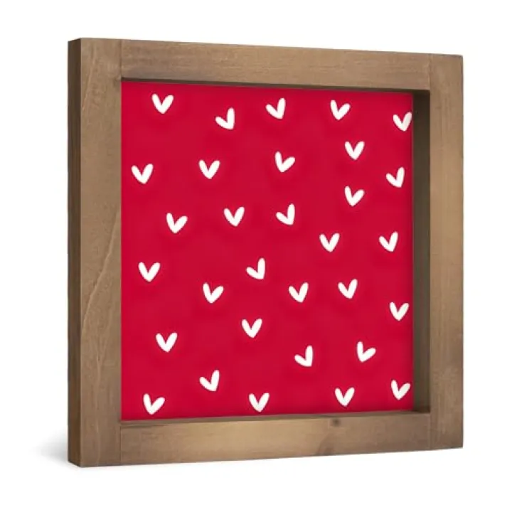 flangairy Red Valentines Day Decor, 6" Wooden Valentine's Day Heart Sign, Love Decorative Signage Plaque Indoor Table Wall Art Shelf Desk Tiered Tray Rustic Farmhouse Decorations for Home Wedding Gift