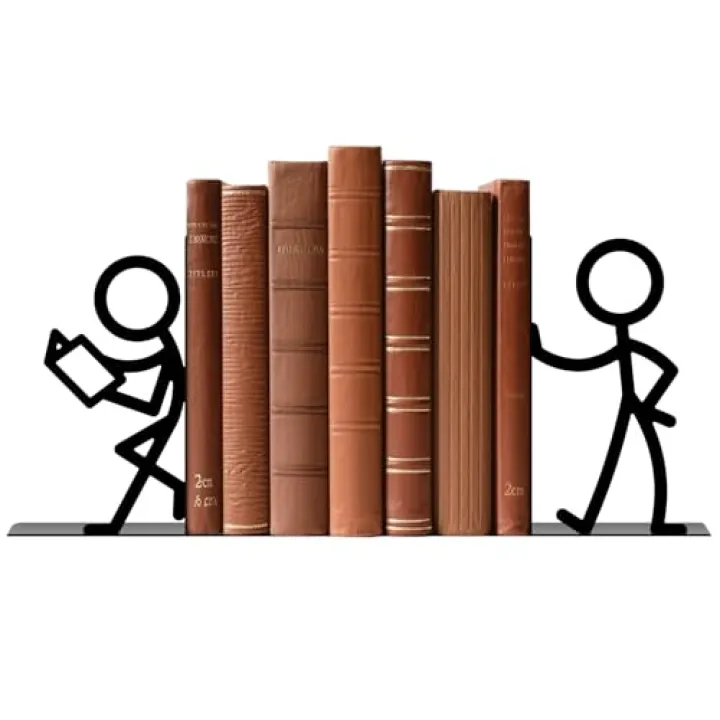 TWINKLEMON Metal Bookends People Bookends Decorative Cute Book Ends for Shelves Bookshelf Home Office Desk Reading Decor Bookshelf Decor for Book Lovers Gift