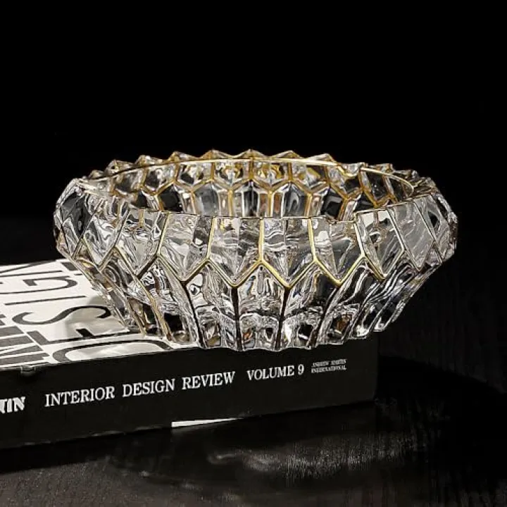 MAGCOLOR Hand Painted Gold Crystal decorative bowl for kitchen and indoor,Home Office Tabletop Beautiful Decoration Craft-5.5 inch. (Hand Painted Gold)