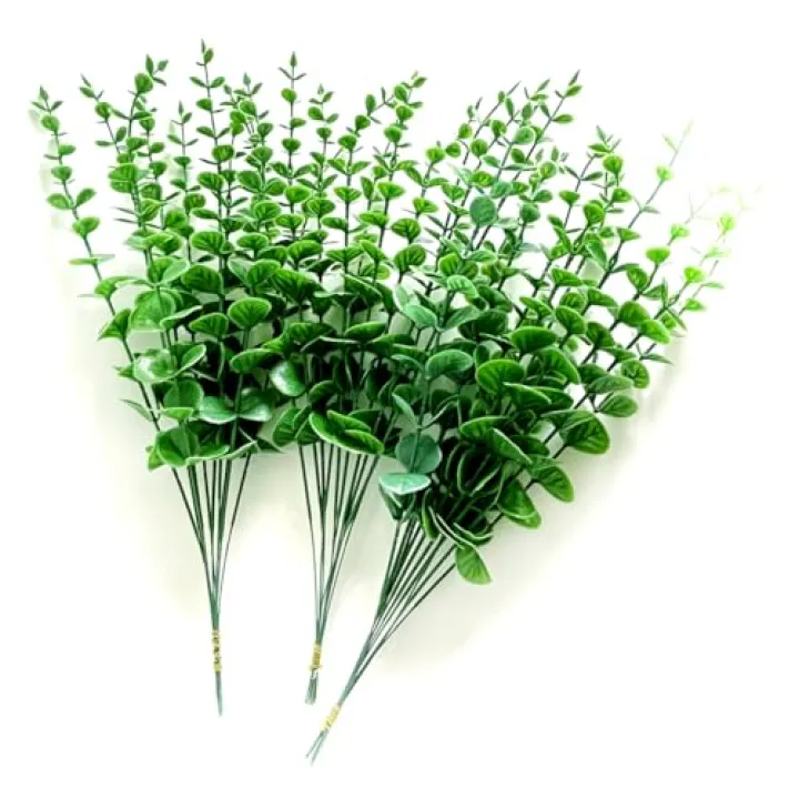Aliotech 30Pcs Eucalyptus Stems Faux Greenery Artificial Eucalyptus Leaves Decor Greenery Stems Branch Fake Green Branches for Wedding Centerpiece Flower Bouquet Home Office Decoration(Green)