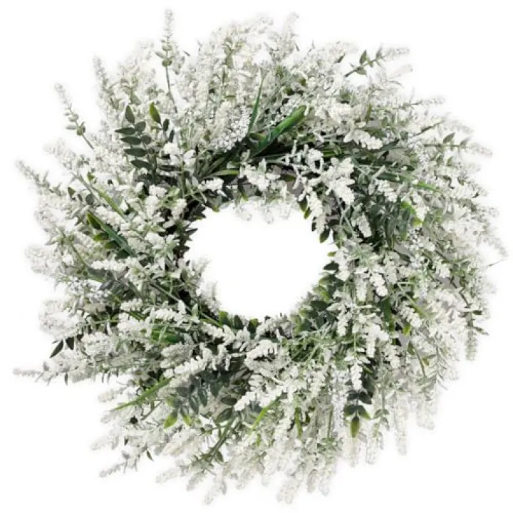 26'' Large Lavender & Eucalyptus Wreath for Front Door - Artificial Eucalyptus Leaves Greenery Outdoor Wreath for Wedding Farmhouse Porch Wall Room Home Decor (White)