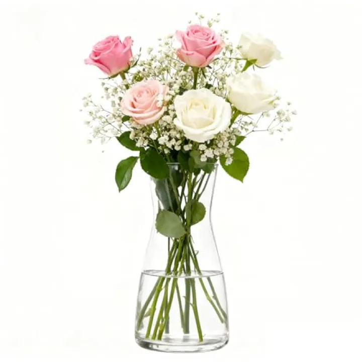 MYQYBRO Modern Clear Glass Vase for Centerpiece Table Home Indoor Desk Decor, Decorative Flower Vases for Wedding Reception, Home Decor, Housewarming Gift (Clear)