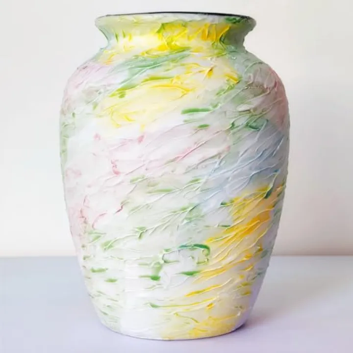 FlyingEdge Colorful Decorative Painted Vase - 8.6" Pastel Dopamine Ceramic Flower Vase Home Centerpieces Decor, Unique Vintage Aesthetic Vases for Woman Dresser,Bedroom,Living/Dining Room,Entryway
