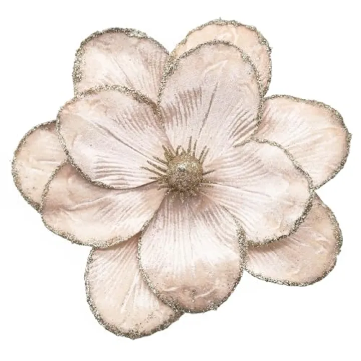 M2cbridge Christmas Velvet Flower Magnolia Flowers Artificial Poinsettia Stems Wedding Party Decor,4PCS (Champagne)