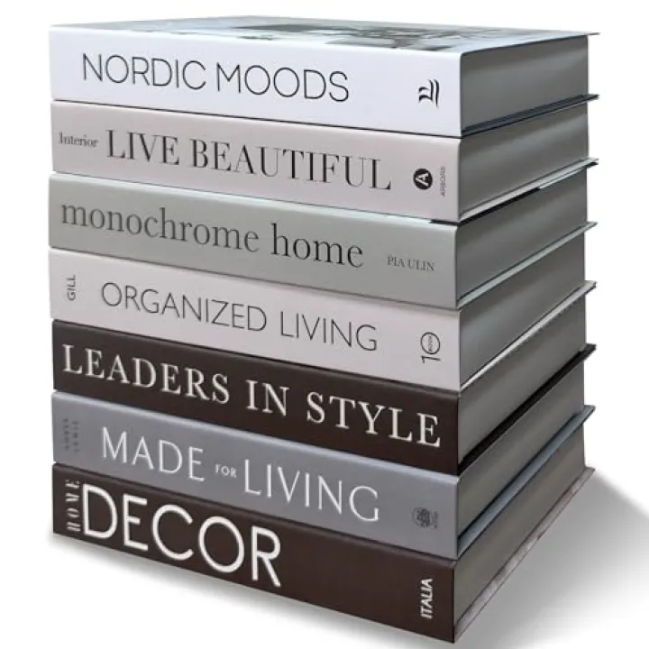 Decorative Books for Home Decor - 7 Pcs Fake Books for Decoration, Faux Stack for Bookshelf, Coffee Table, Designer Decor Set